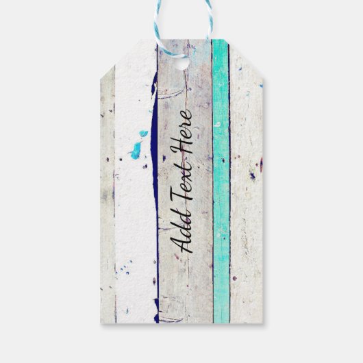 Rustisch hout Blauwgroen, wit en roze roze dank je Cadeaulabel (Achterkant)