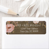 Rustisch hout Blush Roze Waterverf Roos Gold Flora Etiket (Insitu)