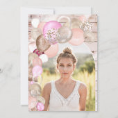Rustisch hout Boho glitter ballonnen roze Sweet 16 Kaart (Achterkant)