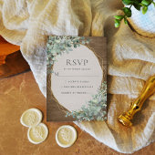 Rustisch hout Botanische Gold Geometric Wedding RSVP Kaartje