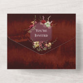 Rustisch hout bruin huwelijk in één uitnodiging (Achterkant)