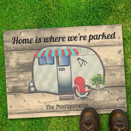 Rustisch hout  Camper Red-stoel Aangepast D Deurmat