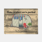 Rustisch hout  Camper Red-stoel Aangepast D Deurmat (Voorkant)