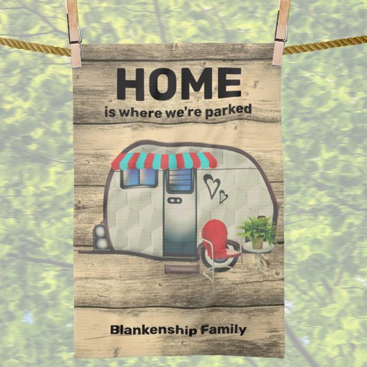 Rustisch hout  Camper Red-stoel Aangepast Theedoek