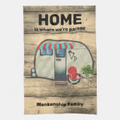 Rustisch hout  Camper Red-stoel Aangepast Theedoek (Verticaal)