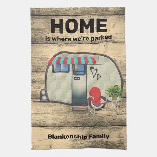 Rustisch hout  Camper Red-stoel Aangepast Theedoek (Verticaal)