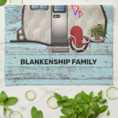 Rustisch hout Camper Red-stoel Aangepast Theedoek (Gevouwen)