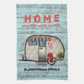 Rustisch hout Camper Red-stoel Aangepast Theedoek (Verticaal)