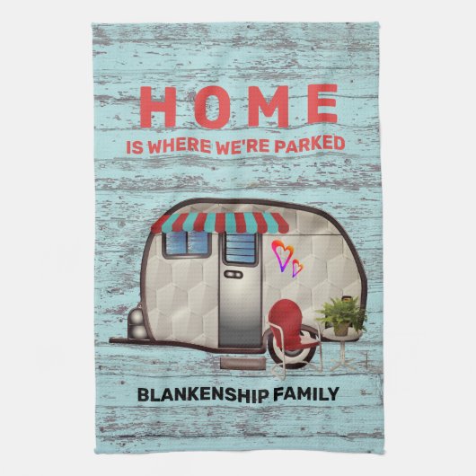 Rustisch hout  Camper Red-stoel Aangepast Theedoek (Verticaal)