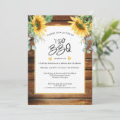 Rustisch hout dat ik doe BBQ Sunflower Vrijgezelle Kaart (Staand voorkant)