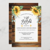 Rustisch hout dat ik doe BBQ Sunflower Vrijgezelle Kaart (Voorkant / Achterkant)