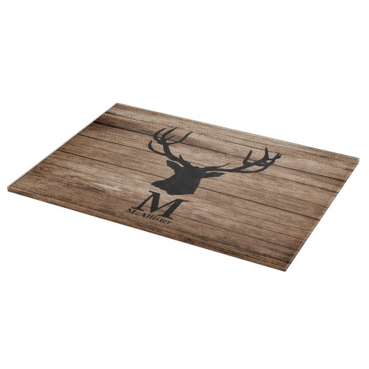 Rustisch hout Deer elk buck monogram aangepast Snijplank (Hoek)