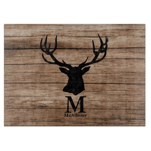 Rustisch hout Deer elk buck monogram aangepast Snijplank (Voorkant)