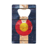 Rustisch hout Denver Colorado-vlaggenflesje open Creditkaart Flessenopener (Achterkant)