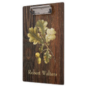 Rustisch hout, eikenbladeren, eikenhouten zuren, n klembord (Links)