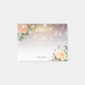 Rustisch hout Elegant White Rose Floral String Lig Post-it® Notes (Voorkant)