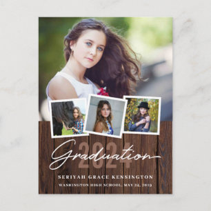 Rustisch hout elk jaar Afstuderen 4 Foto Briefkaart