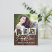 Rustisch hout elk jaar Afstuderen 4 Foto Briefkaart (Staand voorkant)