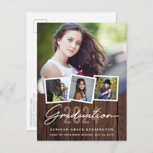 Rustisch hout elk jaar Afstuderen 4 Foto Briefkaart