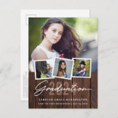 Rustisch hout elk jaar Afstuderen 4 Foto Briefkaart (Voorkant / Achterkant)