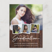 Rustisch hout elk jaar Afstuderen 4 Foto Briefkaart (Voorkant)