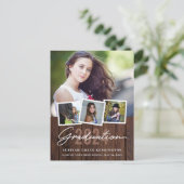 Rustisch hout elk jaar Afstuderen 4 Foto Briefkaart (Staand voorkant)