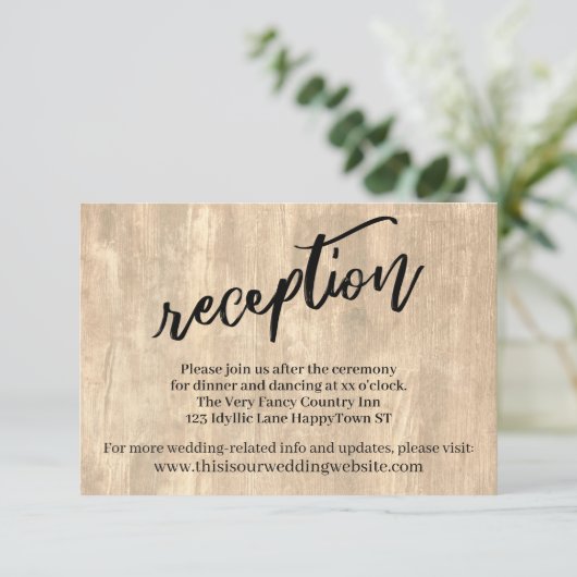 Rustisch hout en Casual handschrift Weddenschappen Informatiekaartje (Staand voorkant)