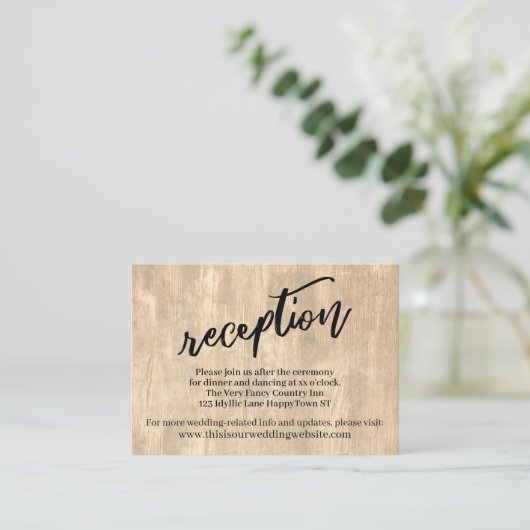 Rustisch hout en Casual handschrift Weddenschappen Informatiekaartje (Staand voorkant)