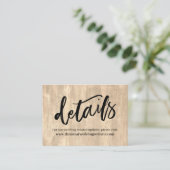Rustisch hout en Casual handteksten voor bruiloft Informatiekaartje (Staand voorkant)