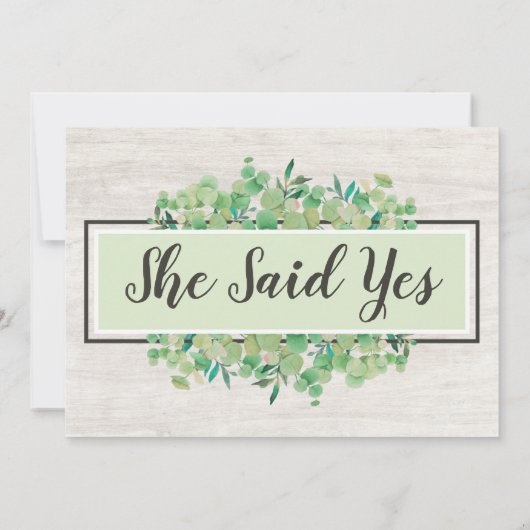 Rustisch hout en Eucalyptus Botanical Wedding Show Kaart (Achterkant)