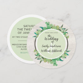 Rustisch hout en Eucalyptus Leaf Botanical Wedding Kaart