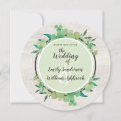 Rustisch hout en Eucalyptus Leaf Botanical Wedding Kaart (Voorkant)