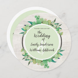 Rustisch hout en Eucalyptus Leaf Botanical Wedding Kaart