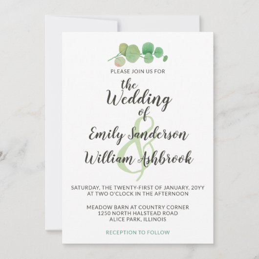 Rustisch hout en Eucalyptus Leaf Botanical Wedding Kaart (Voorkant)