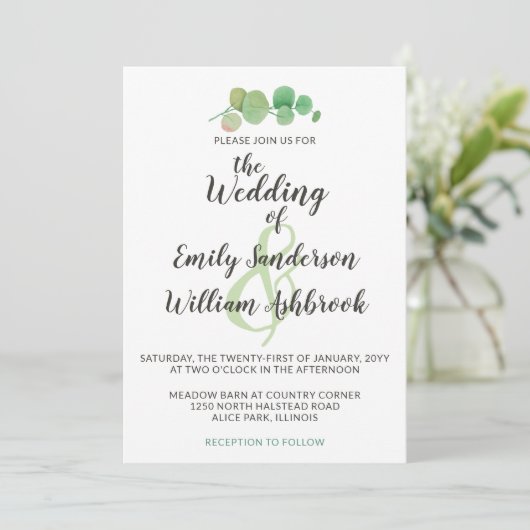 Rustisch hout en Eucalyptus Leaf Botanical Wedding Kaart (Staand voorkant)