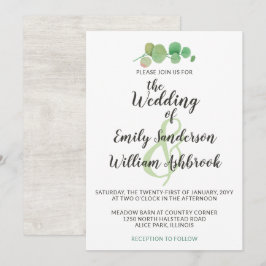 Rustisch hout en Eucalyptus Leaf Botanical Wedding Kaart