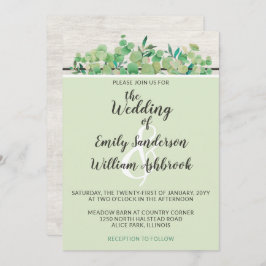 Rustisch hout en Eucalyptus Leaf Botanical Wedding Kaart