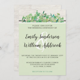 Rustisch hout en Eucalyptus Leaf Botanical Wedding Kaart