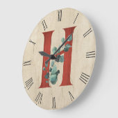 Rustisch hout en eucalyptus Letter H Grote klok (Hoek)