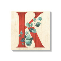 Rustisch hout en Eucalyptus Letter K Canvas afdruk