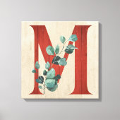Rustisch hout en Eucalyptus Letter M Canvas afdruk (Voorkant)