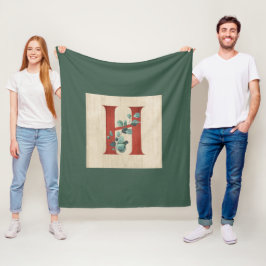 Rustisch hout en eucalyptusletter H Fleece Deken