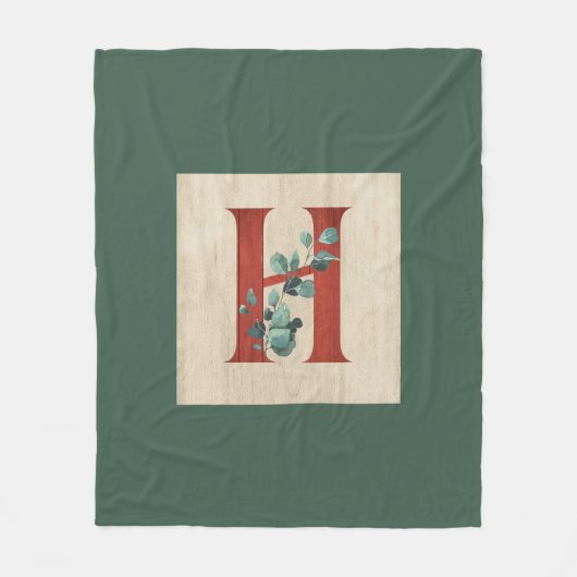 Rustisch hout en eucalyptusletter H Fleece Deken (Voorkant)