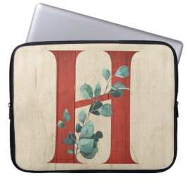 Rustisch hout en eucalyptusletter H Laptop Sleeve