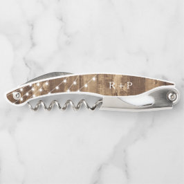 Rustisch hout en feiele lichten Aangepast huwelijk Kurkentrekker