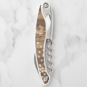 Rustisch hout en feiele lichten Aangepast huwelijk Kurkentrekker (Achterkant)