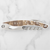 Rustisch hout en feiele lichten Aangepast huwelijk Kurkentrekker (Voorkant)