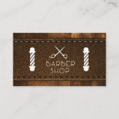 Rustisch hout en gelooid leder visitekaartje (Voorkant)