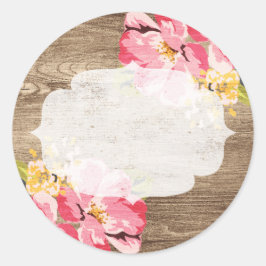 Rustisch hout en gepekeld Roze Hibiscus Vloerland Ronde Sticker