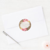 Rustisch hout en gepekeld Roze Hibiscus Vloerland Ronde Sticker (Envelop)